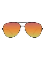 Kurt Geiger 62mm Oversize Aviator Sunglasses In Black/multi Mirrored Gradient