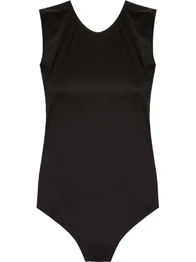 Brigitte Open Back Bodysuit In Black