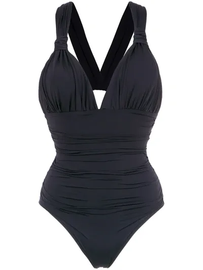 Brigitte Eli Draped Swimsuit In Black