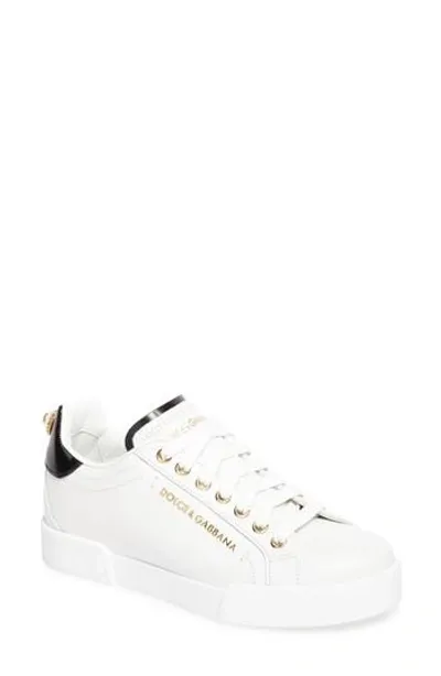 Dolce & Gabbana Logo-embellished Leather Sneakers In White