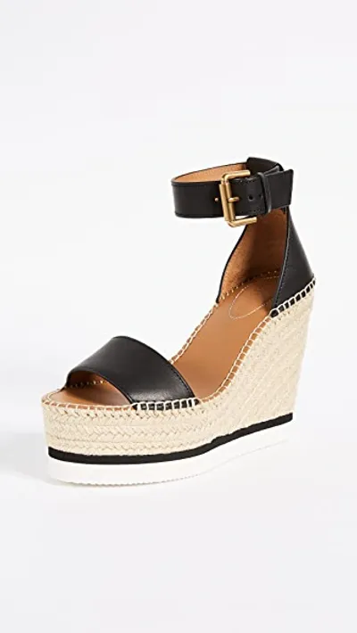 See By Chloé Glyn Wedge Espadrilles Nero