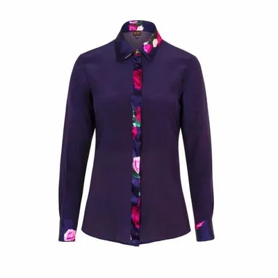 Sophie Cameron Davies Midnight Blue Rose Silk Shirt