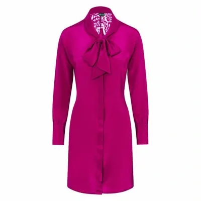 Sophie Cameron Davies Berry Pink Silk Mini Bow Dress