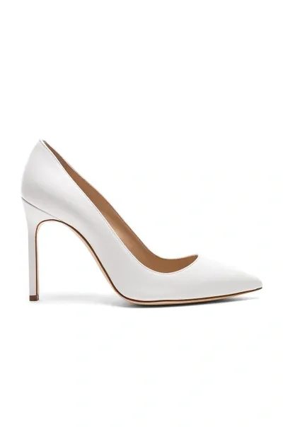 Manolo Blahnik Leather Bb 105 Heels In White Leather