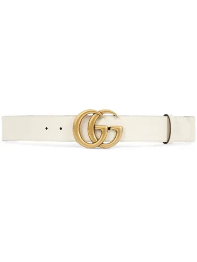 Gucci Double G-buckle Leather Belt In White