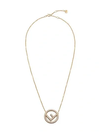 Fendi Logo Pendant Necklace In Dore