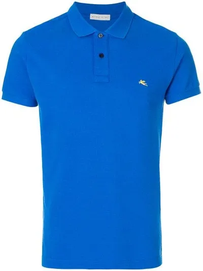 Etro Short Sleeve Polo Shirt In Blue