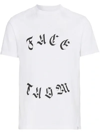 Facetasm Logo Printed Cotton Jersey T-shirt In White