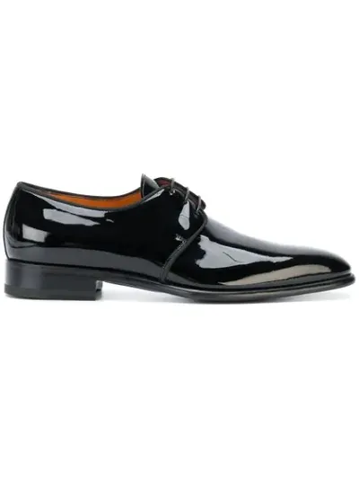 Santoni Business Shoes Derby 14667 Patent Leather In Black