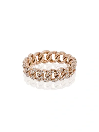 Shay 18k Rose Gold Mini Link Diamond Ring In Metallic