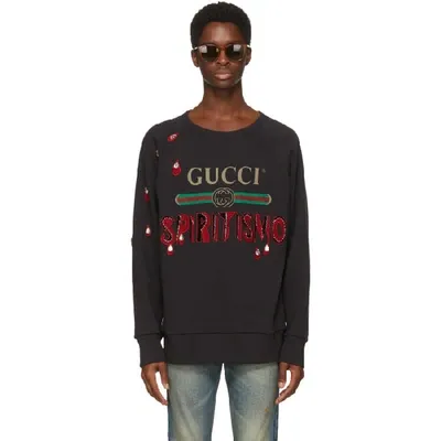 Gucci Logo Sweatshirt With Spiritismo In Black