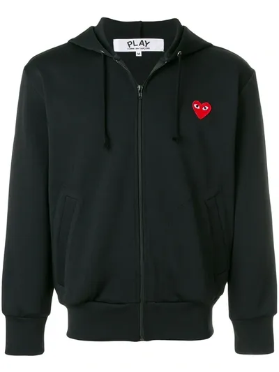 Comme Des Garçons Play Heart-patch Zip-up Hoodie In Black