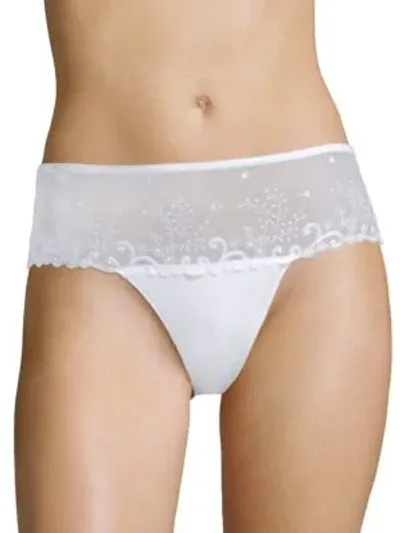 Simone Perele Delice Floral-embroidered Boyshorts In White