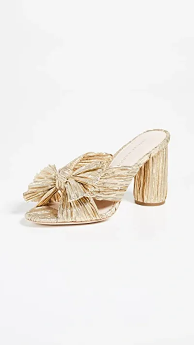 Loeffler Randall Penny Pleated Bow Sandals In Beige