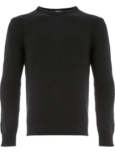 Saint Laurent Logo Patch Cashmere Jumper In Black