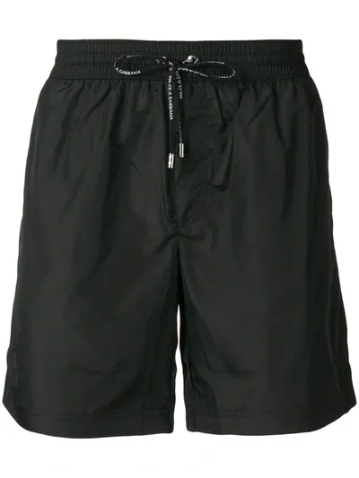 Dolce & Gabbana Swim Trunks With Logo Plaque In Black