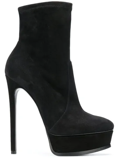 Casadei Blade Stiletto Platform Boots In Black