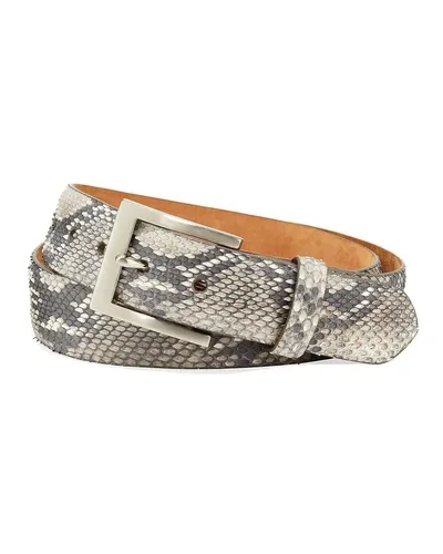 W. Kleinberg Men's Matte Python Snakeskin Belt In Light Brown