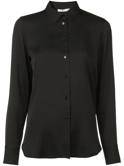 Vince Classic Silk Shirt In Black