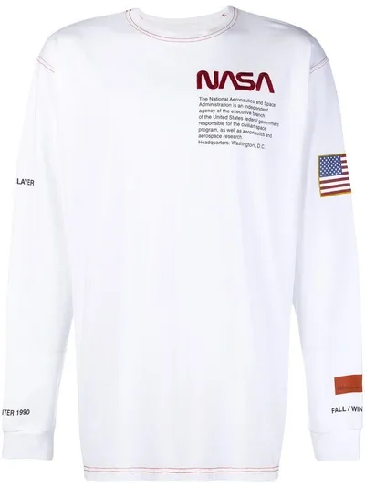 Heron Preston X Nasa Longsleeved T-shirt In White