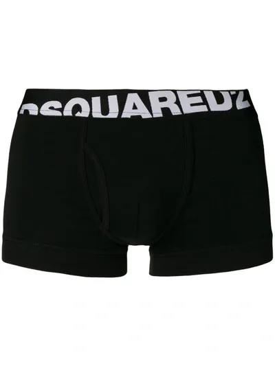 Dsquared2 Logo Waistband Twin Pack Boxers In Black