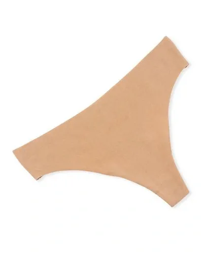 Hanro Invisible Cotton Thong Underwear In Beige