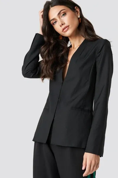 Na-kd Collarless Blazer Black