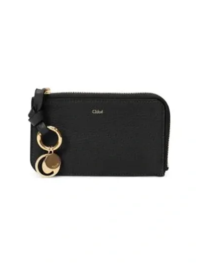 Chloé Alphabet Zip Leather Card Case In Black