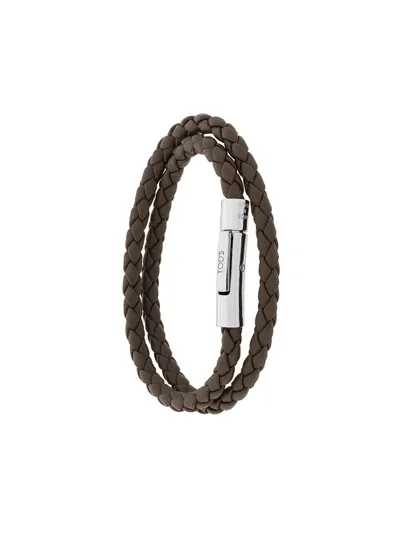 Tod's Braided Wrap Bracelet In Grey