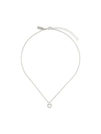 Ferragamo Gancio Crystal-embellished Necklace In Silver