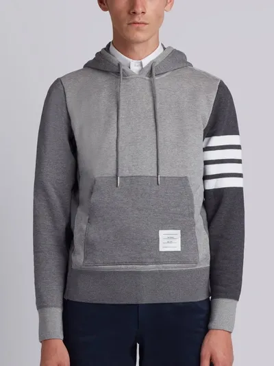 Thom Browne 4-bar Tonal Fun-mix Hoodie In Grey