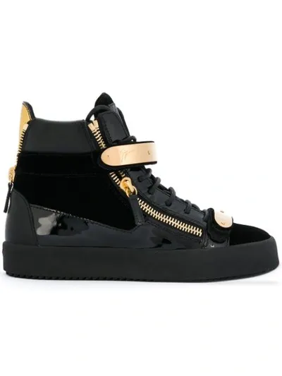 Giuseppe Zanotti Coby High-top Velvet Trainers In Black