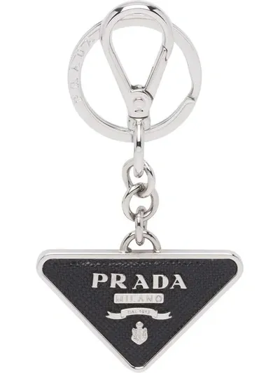 Prada Logo Keyring In Black