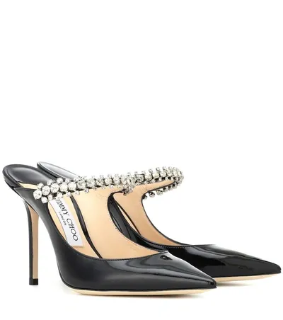 Jimmy Choo Bing 100 Patent Leather Mules In Black