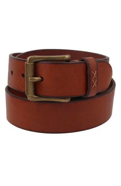 Frye Men's Flat Panel Leather Belt In Cognac