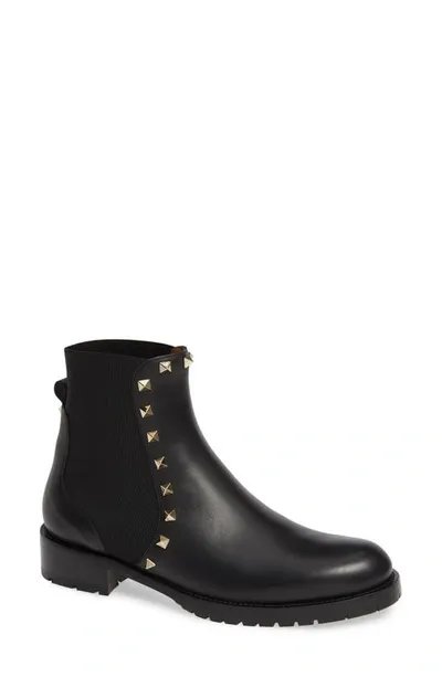 Valentino Garavani Rockstud Beatle Textured-leather Chelsea Boots In Black