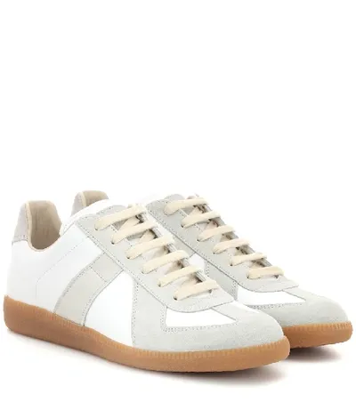 Maison Margiela Replica Leather And Suede Sneakers In Dirty White