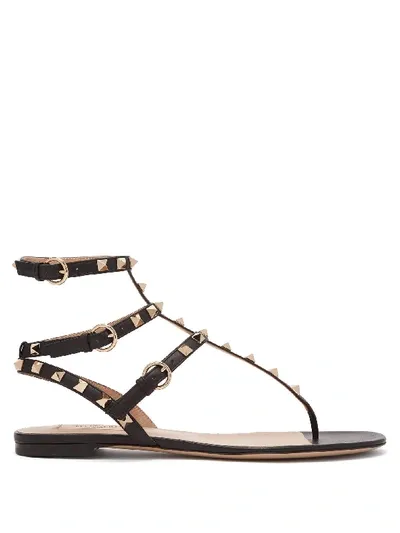 Valentino Garavani Rockstud Leather Sandals In Black