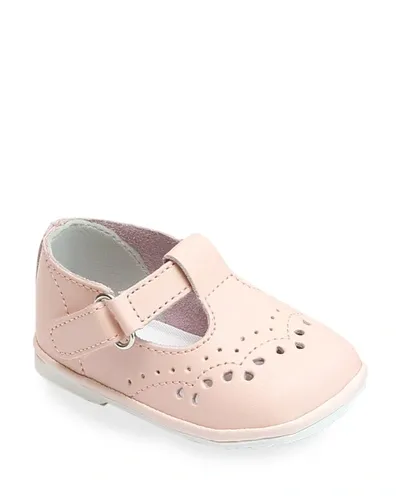 L'amour Shoes Girl's Birdie Leather T-strap Brogue Mary Jane, Baby In Pink