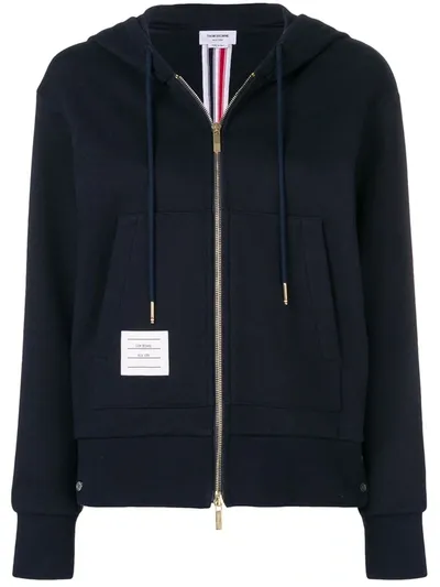 Thom Browne Center-back Stripe Zip-up Hoodie In Blue