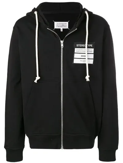 Maison Margiela Stereotype Zip Front Hoodie In Black