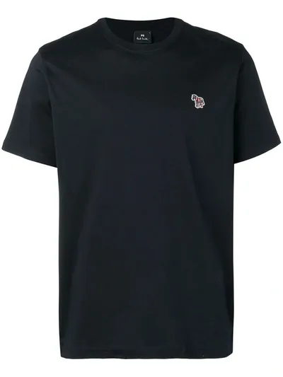 Ps By Paul Smith Zebra-embroidered Cotton-jersey T-shirt In Black