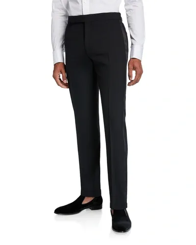 Ralph Lauren Black Gregory Satin-trimmed Wool Tuxedo Trousers