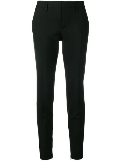 Saint Laurent Zip-detail Tuxedo Trousers In Black