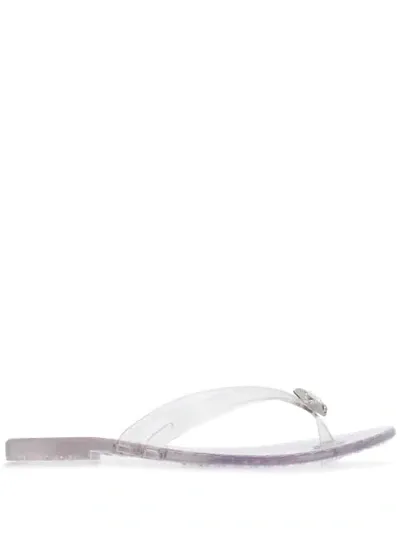 Casadei Transparent Flip Flop With Jeweled Heart