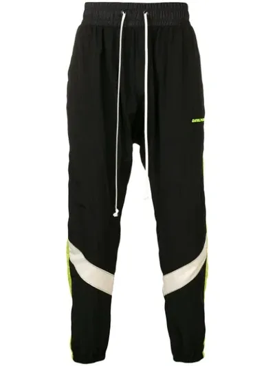 Daniel Patrick Contrasting Panels Track Pants In Black / Yellow / Ivory White