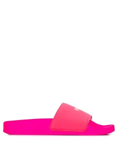 Msgm Slide Sandals With Micro Logo In Fuxia