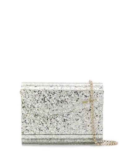 Jimmy Choo Candy Glitter-detailing Clutch In Silver