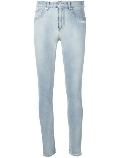 Off-white Embroidered Details Skinny Jeans In Blue