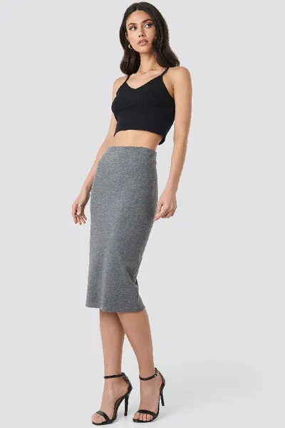 Na-kd Zip Detail Bodycon Midi Skirt - Grey